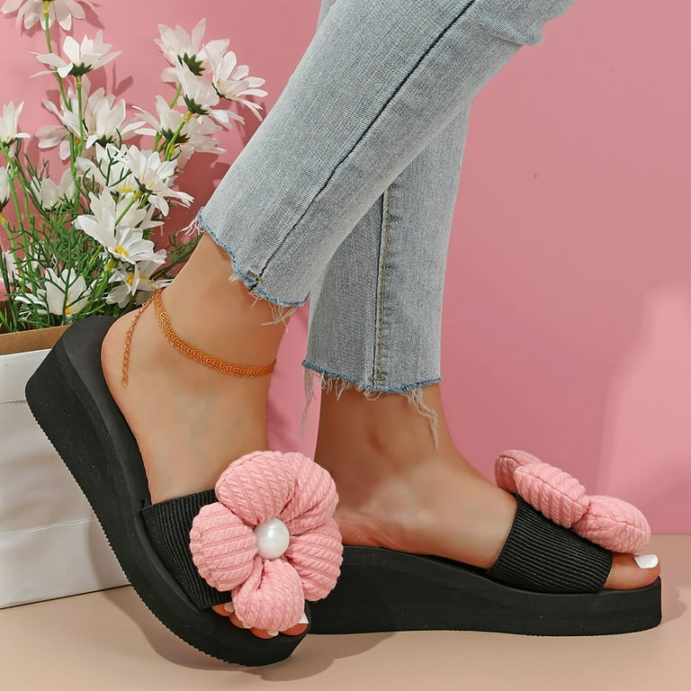 Gubotare Platform Slippers Women s Memory Foam Spa Thong Flip Flops Cozy Indoor Slippers Ladies Summer Lightweight Open Toe House Sandals Pink 9.5