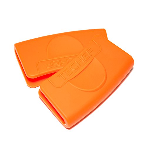 TECHEF - Supports de Pot en Silicone/poignées à Pince/gants de Four/ (Orange, Ensemble de 2)/ Fabriqué en Corée