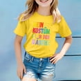 thumbnail image 2 of Easter Shirts for Kids Girls Short Sleeves Funny Bunny Tops Easter Eggs Print Casual Crewneck Summer Outerwear Children Clothing Yellow 3-4 Years, 2 of 4