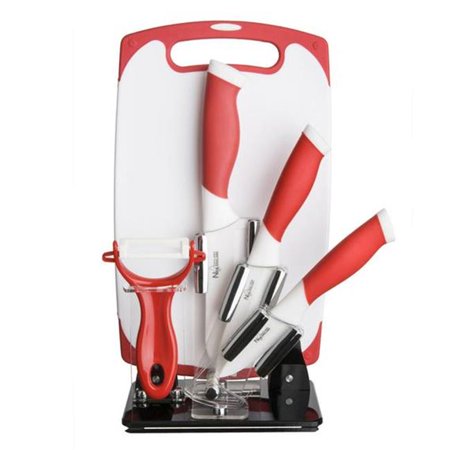 

New England Cutlery 84065 Ceramic Knife Set White & Red - 6 Piece