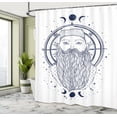 thumbnail image 4 of Ambesonne Nautical Tattoo Shower Curtain, Alchemist Seaman, 69"Wx84"L, Indigo and White, 4 of 4
