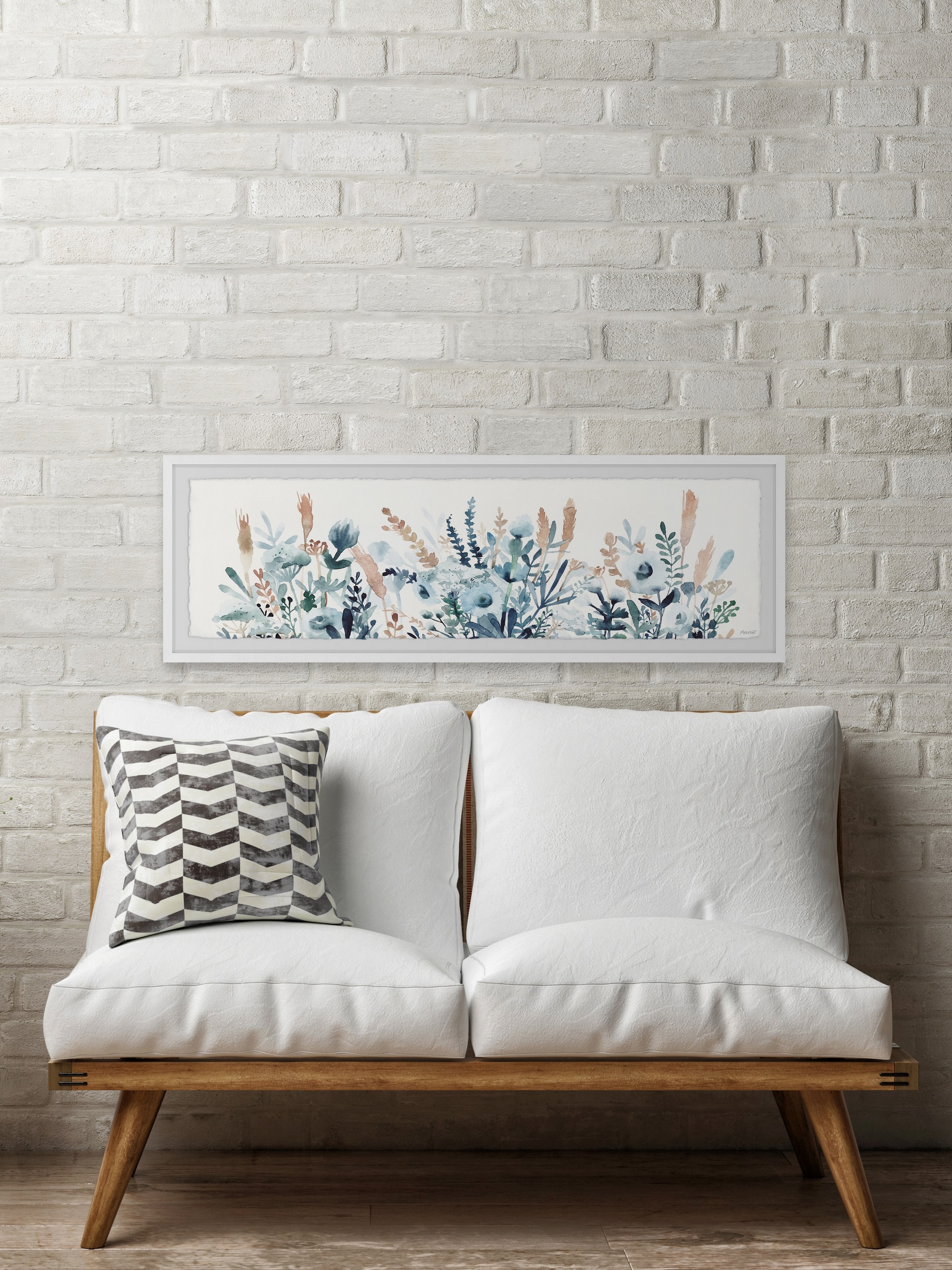 Marmont Hill Flowers and Leaves Framed Wall Art, 10" x 30"