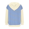 thumbnail image 3 of Women's Pullover Hooded Striped Casual Hoodie Elastic Waist Winter Shirt Loose Sweatshirt with Pockets Oversized Cotton Sweater (Blue M), 3 of 5
