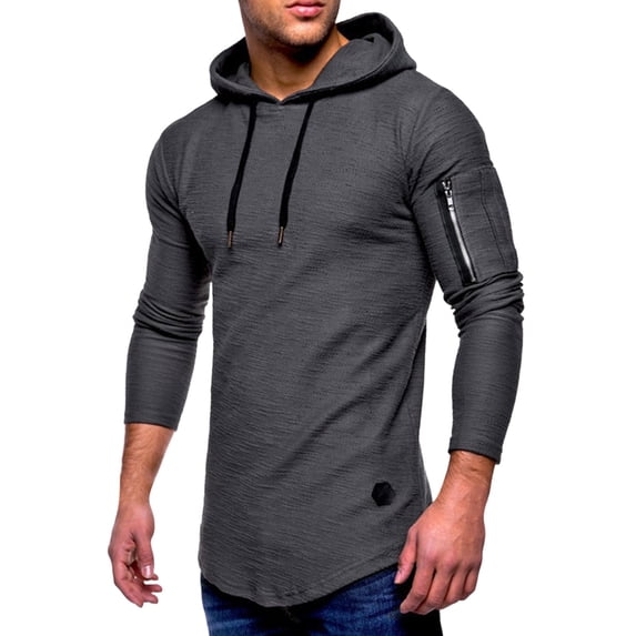 Bovxnpu Mens Long Sleeve Shirts Slim Hooded Sweatshirt Thin Arm Zipper Athletic Tops