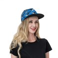 thumbnail image 4 of Flat Bill Trucker Hats for Women Men - Whale And Sea Adjustable Flat Baseball Cap Snapback Hats Dad Hats for Men, 4 of 7