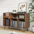 thumbnail image 7 of Large Record Player Stand, Vinyl Record Storage Holder, Record Player Table with Power Outlet (walnut), 7 of 7