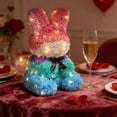 thumbnail image 4 of Hyknon Valentine's Day Bunny Shape Artificial Rose with Lights, Cute Large Flower Rabbit Sculpture Ornaments with Bowknot, Handmade Multifunctional Bunny Statue for Gift Wedding Home Decor, Blue, 4 of 6
