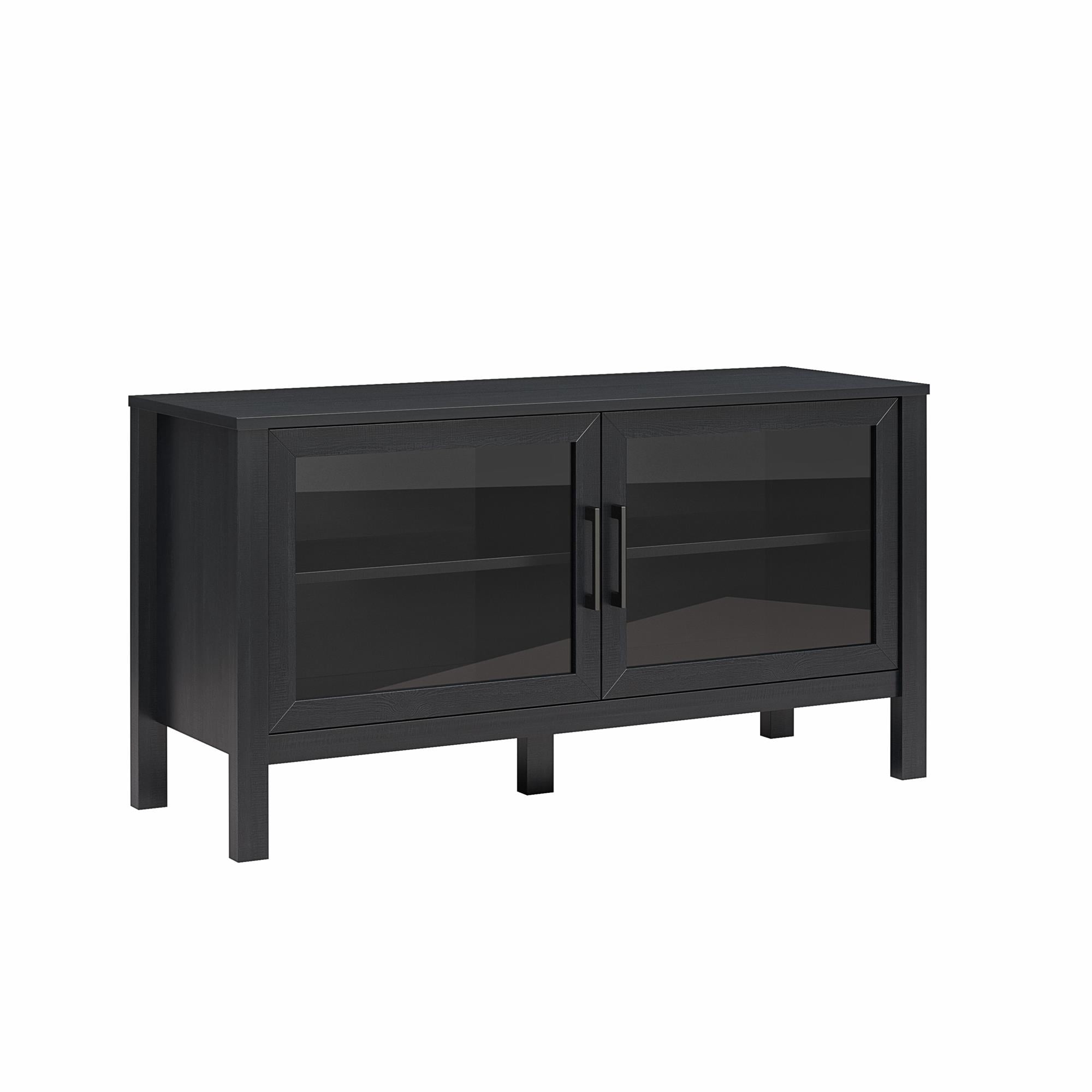 Mainstays Glass Door TV Stand for TVs up to 55", Black Wood