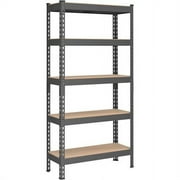 SONGMICS 5-Tier Storage Shelves Metal Garage Storage Boltless Assembly Adjustable Shelving Unit 11.8 x 29.5 x 59.1 Inches Load 1929 lb for Shed Warehouse Basement Kitchen Gray