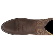 Justin Boots Mens Buck Embroidered Round Toe Pull On Cowboy Mid Calf Boots