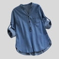 thumbnail image 2 of CONZONE Women's Summer Denim T-Shirts Short Sleeve Denim T Shirts for Women Casual V Neck Solid Color Lightweight Tees Soft Cozy Dailywear, 2 of 4