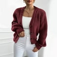 thumbnail image 2 of iHPH7 Cropped Cardigan for Women Soft Cardigans for Women Cropped Sweater Casual Outfits for Women Loose Cardigan for Women Fall Sweaters for Women Casual Outerwear Wine L, 2 of 6