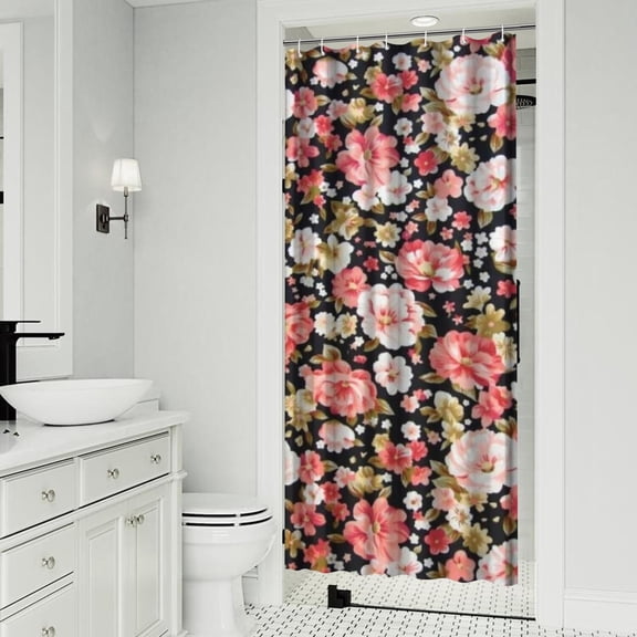 Pioneer Flower Shower Curtain 36x72in ,Bathroom Decorative Shower Curtains Set with 12 Hooks,Modern Waterproof Washable Shower Curtain