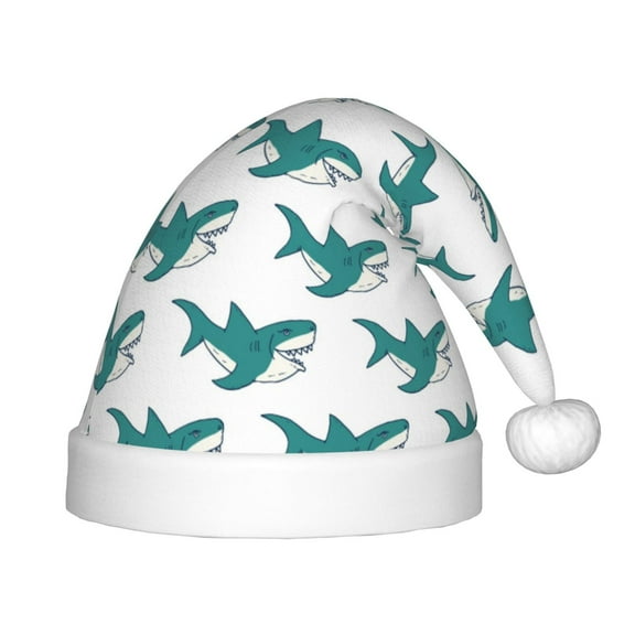 Naloa Cartoon Shark Santa Hat for Kids Baby Christmas Hats,Girls Boys Toddler Plush Xmas Holiday Hat,Luxury Santa Claus Hat