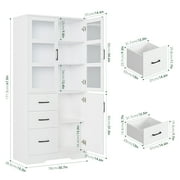 Homfa 5 Shelf Bookcase with Drawers & Doors, 67.5 Tall Bookcases, Wooden Storage Bookshelf for Living Room Home Office, White Finish