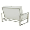 thumbnail image 5 of Leisuremod Jefferson Modern Leather Contemporary Loveseat With Silver Frame Mid-Century Living Room Loveseat Sofa (White), 5 of 7