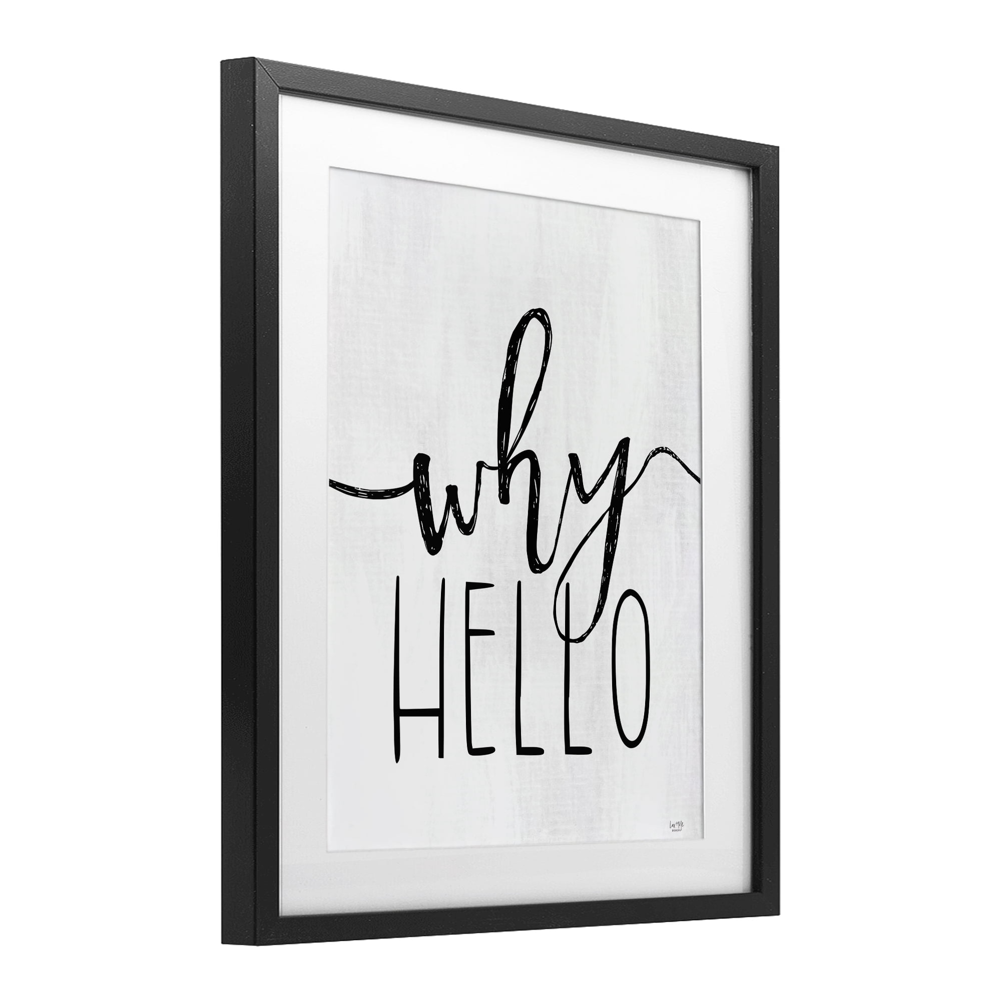 Stupell Industries Why Hello Typography Black Framed Print Under Glass, design by Lux + Me Designs