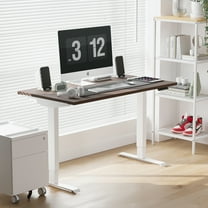 60'' x 30'' Dual Motor Electric Adjustable Height Desk for Home Office (Walnut Top   White Frame)