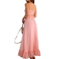 thumbnail image 4 of Women'S Skirt Sets 2 Piece Outfits Contrast Trim Ruffle Hem Tops and Maxi Skirt Vacation Set Pink L, 4 of 10