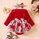 thumbnail image 4 of Gibobby Mamelucos para bebe niño Conjunto de diademas de manga larga con estampado floral para niñas pequeñas(Rojo, 3-6 Meses), 4 of 5