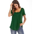 thumbnail image 2 of JDEFEG Extra Large Women Size Tee Casual Blouse Loose T Shirt Tunic Summer Short Sleeve Tops Women's Plus Women's Blouse Girls 11 12 Bedroom Green S, 2 of 2