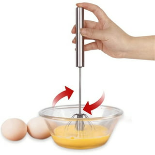 Wovilon Stainless Steel Egg Whisk, Hand Push Rotary Whisk Blender