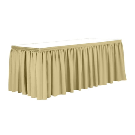 

Ultimate Textile 7 ft. Shirred Pleat Polyester Table Skirt - 36 Counter Serving Height Honey Light Brown