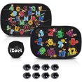 thumbnail image 1 of PinesC Car Sun Shade for Baby Kids 2 Pack Static Cling Side Window Car 80GSM Rear Sunshades Universal with 8 Suction Cups and Storage Bag - Sun Glare and UV Rays Protection (ABC+123) ABC+123, 1 of 5