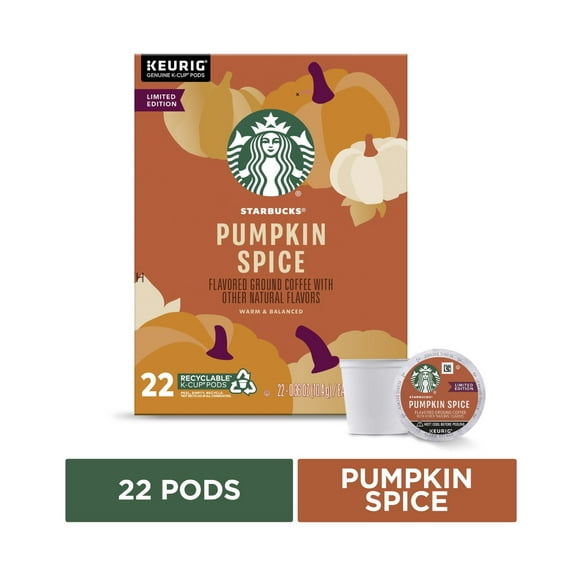 Starbucks Pumpkin Spice Flavored Coffee k cups, 22 pods (1 box)