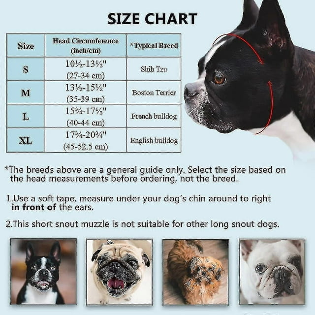 Short Snout Dog Muzzle,soft Silicone Adjustable Breathable Bulldog Muzzle For French Bulldog Shih Tzu And Pug For Biting Chewing Training