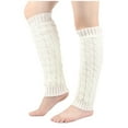 thumbnail image 2 of Sinpiling Fleece Lined Leg-Warmers for Women Casual Thermal Warm Knee-High Solid Cable Knitted Thick Winter Footless Socks, 2 of 4