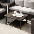 thumbnail image 6 of Martha Stewart Indoor-Outdoor Patio Coffee Table with Lower Storage Shelf and Engineered Wood Top in Brown Rattan Wicker, 6 of 11