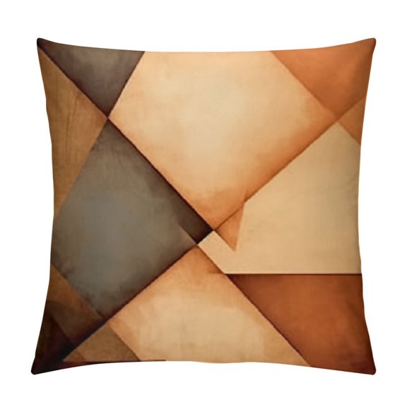 Geometric Throw Pillow Cushion Case Grunge Effect Abstract Modern Design Monochromatic Design Polygons, Modern Accent Double-Sided Digital Printing, Peach Chocolate and Brown