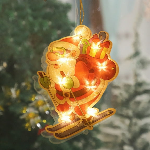 Bouanq Christmas Decorations Christmas Window Decoration Lights Battery Operated (Not Include) Christmas Indoor Lights Window Hanging Decoration Lights Party Christmas Gift