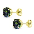 thumbnail image 3 of Gem Stone King 10K Yellow Gold Green Mystic Topaz Stud Earrings for Women Men (2.60 Cttw, Gemstone Birthstone, Round 7MM), 3 of 5