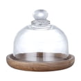 thumbnail image 2 of Mini Dessert Plates with Glass Lid for Cake Display, Wood Serving Tray for Sweets, Macarons, Small Snack Presentation and Party Decor, 2 of 6