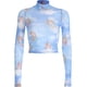 thumbnail image 1 of Guardurnaity Camiseta transparente de manga larga con perspectiva corta de malla con estampado de ángel para mujer Prendas para la parte del cuerpo azul L, 1 of 6