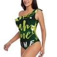 thumbnail image 3 of Picia Tropical Summer Vibes Pattern Women's One Piece Swimsuits,One Shoulder Swimwear Asymmetric ,Ruffle Monokinis Bathing Suits,High Waisted Flattering Bathing Suits-Large, 3 of 8