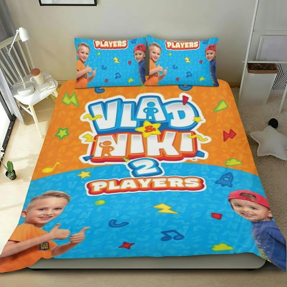 Vlad and Niki Themed Bed Sheet Set Three Piece Set 53x79 Inches Comfortable And Skin Friendly Unique Design Creating A Star Studded Night Home Decor Gifts For Family Friends fans