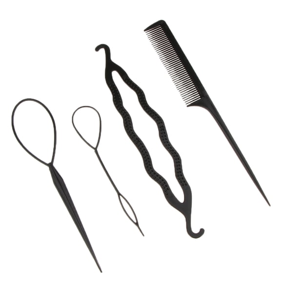 4 Pcs Hair Styling Accessories , bun making Hair Braid Tool, Styles Making Supply, Black Styling Accessories For Girls Women