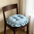 thumbnail image 4 of JWZZYD Boho Cotton Round Chair Cushions, 15.75" Soft Thick Non Slip Seat Pad, Farmhouse Rustic Ruffled Chair Pads for Dining Kitchen Bedroom Window Indoor Home Decor, Light Blue, 1 Pack, 4 of 6