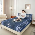 thumbnail image 3 of Manfei Hippie Aztec Adult Full Size Sheets, Rustic Tribal Mandala Bed Sheets, Blue Stripes Abstract Sheet Sets, Breathable Home Decor, 4 Pieces, 3 of 6