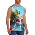 thumbnail image 2 of Balery Playful Hedgehog Forest Pond Camisetas sin mangas para hombre, absorbe la humedad y protege contra el mal olor.-X-Large, 2 of 7