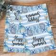 thumbnail image 4 of Coastal Seashell Kitchen Towels Set of 4, Water Absorbent Dish Towel, Summer Ocean Starfish Conch Blue Stripes Decorative Hand Towels - Quick Drying Cloth for Cooking Baking, 18x28 Inch, 4 of 8