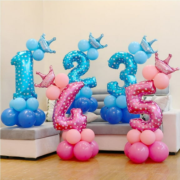 WHAMVOX 32inch Number 2 Foil Stand Up Balloon DIY Set Road Cited for Baby Shower Kids Birthday Party Celebration Decoration (Blue)