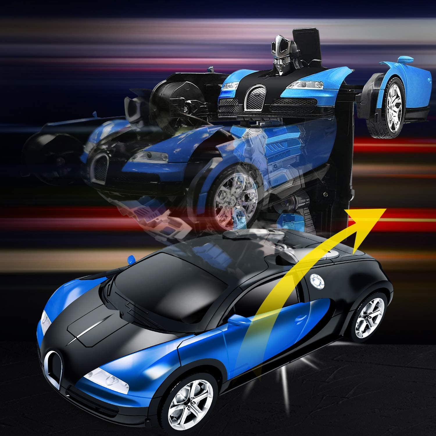 AMENON Remote Control Car Transform Car Robot Toy 2.4Ghz Deformation RC Car with Lights 1:18 Rechargeable 360/°Rotating Stunt Car Toys for Kids Boys Girls Age 6 7 8 9 10 11 Year Old Holiday Xmas Gift