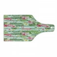 thumbnail image 1 of Flamingo Cutting Board, Flamingos with Exotic Hawaiian Leaves Flowers on Striped Vintage Background, Tempered Glass Cutting and Serving Board, Wine Bottle Shape, Green Pink White, by Ambesonne, 1 of 1