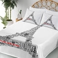thumbnail image 3 of Ambesonne Black White Fitted & Top Sheet Set with Shams, Paris France Tour, Black White, 3 of 5