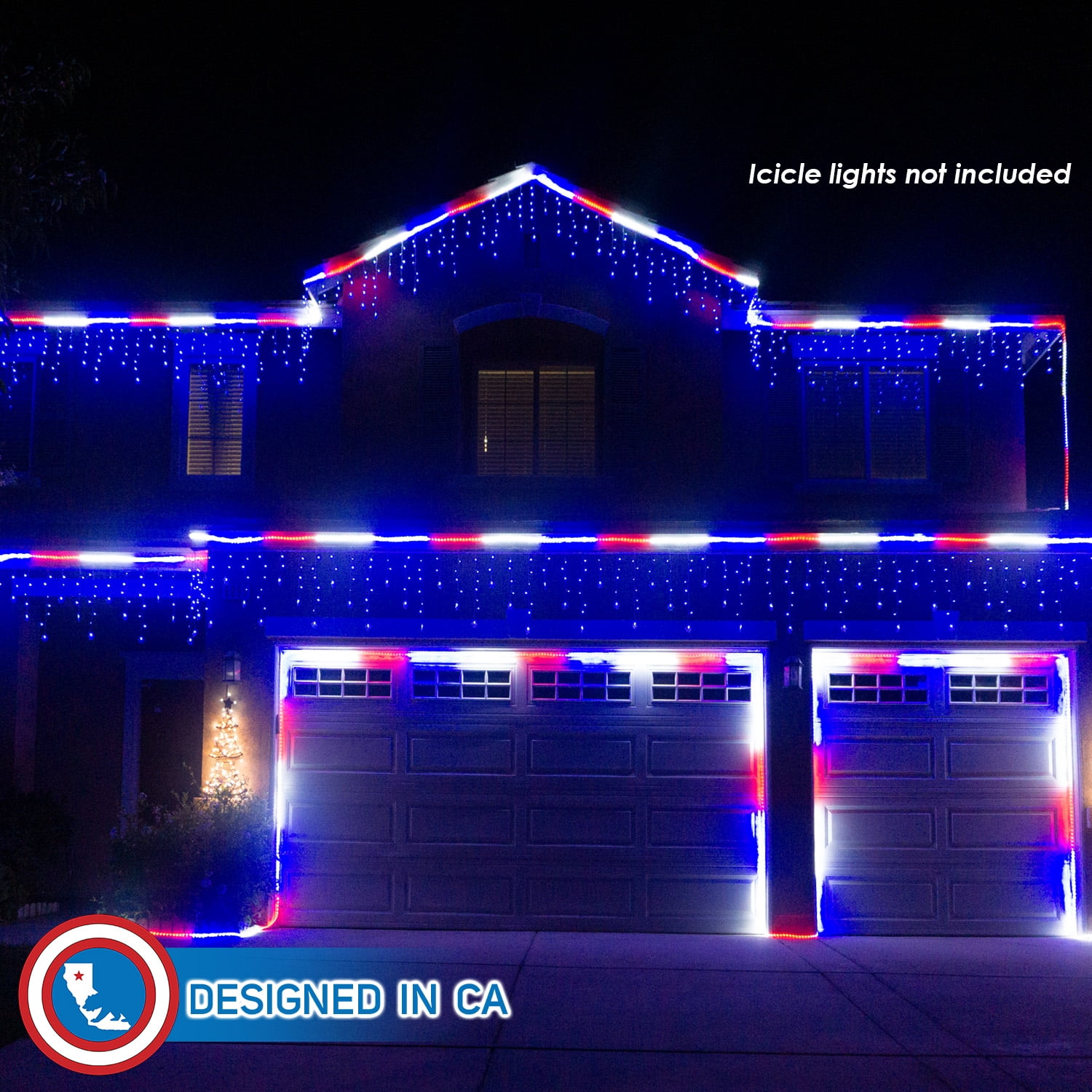 Russell Decor Patriotic Rope Lights with controller Red White Blue 10'-200' Independence Day 4th of July Memorial Day Veterans Day and Christmas Decoration Lights (10 Feet)