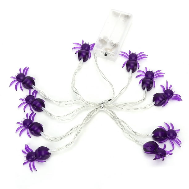 Luces de Halloween Halloween Led Purple Spider Forma Luces decorativas de cuerda para la fiesta del festival Decoración al aire libre